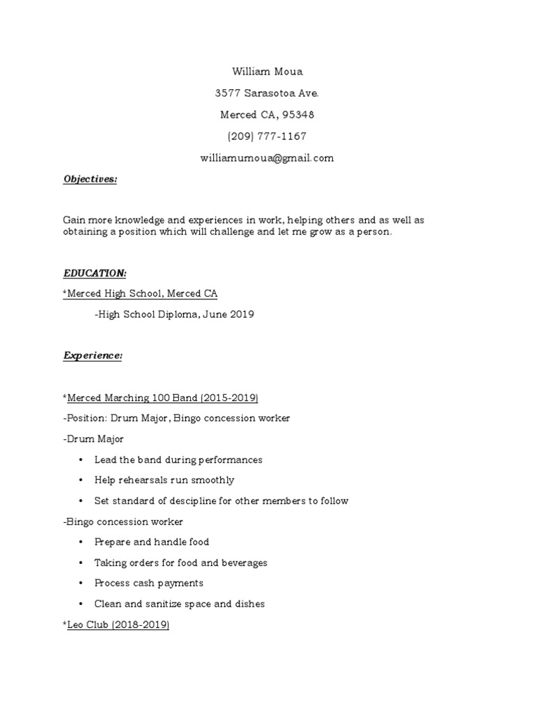 William Moua 3577 Sarasotoa Ave. Merced CA, 95348 (209) 7771167 PDF