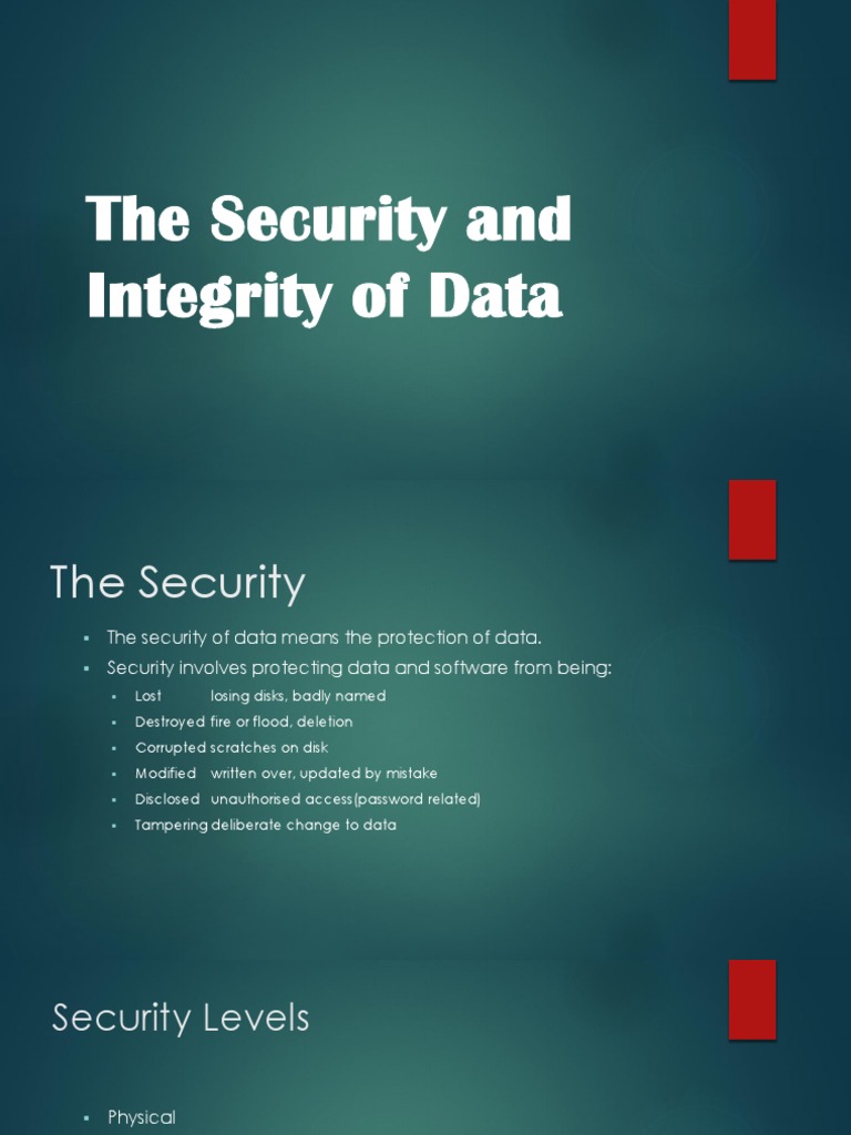 The Security and Integrity of Data | PDF