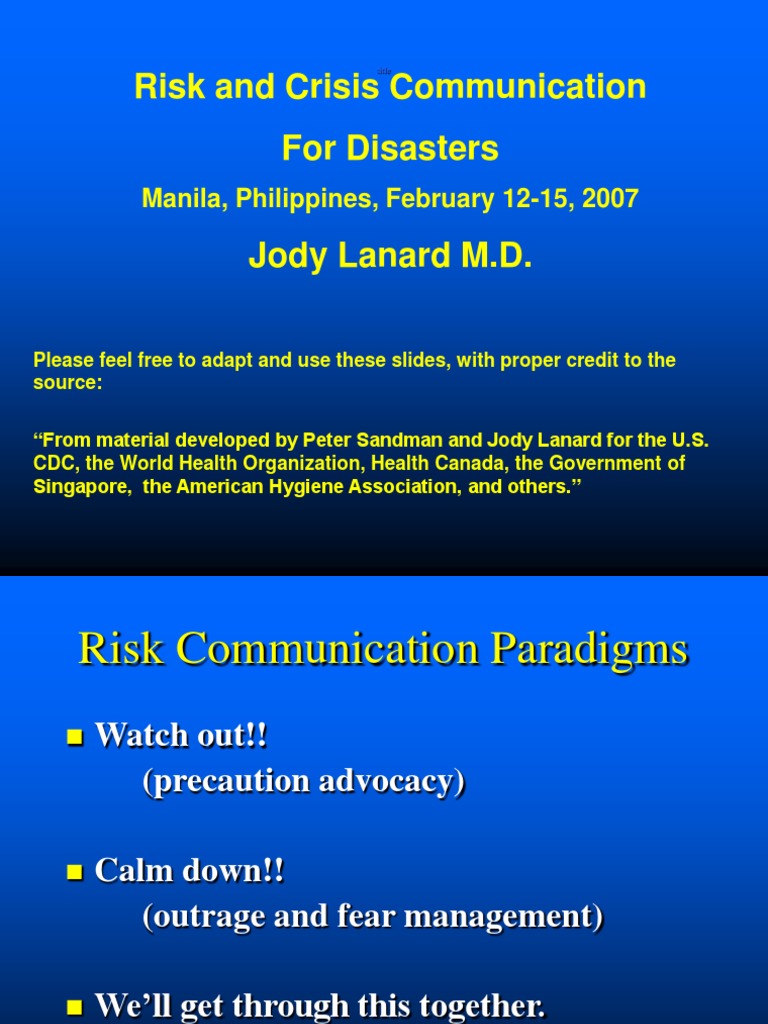 Risk and Crisis Communication For Disasters: Manila, Philippines ...