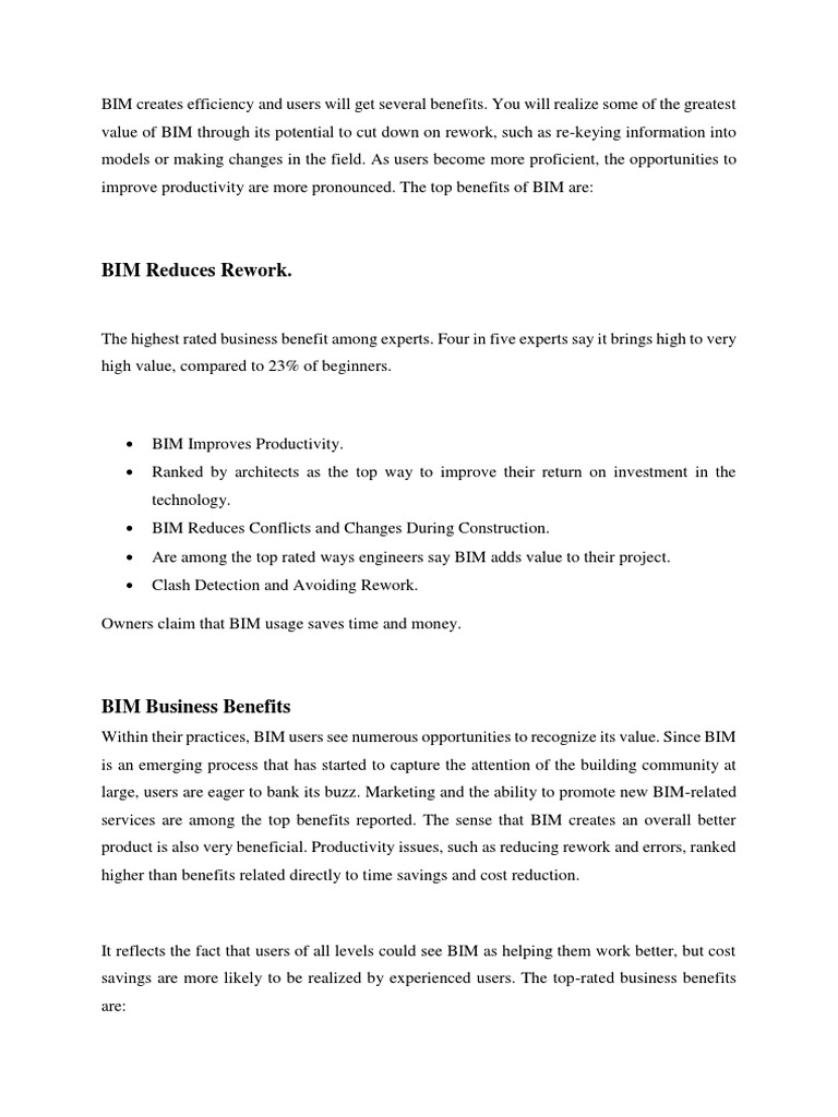 BIM Reduces Rework | PDF | Building Information Modeling | Architect
