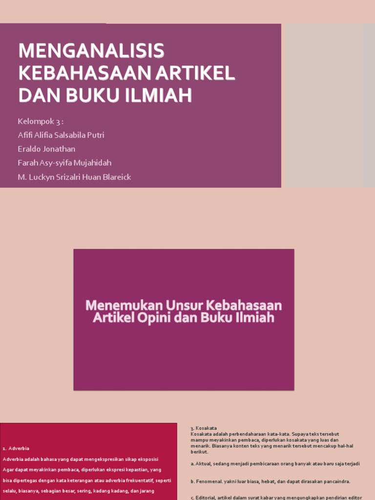Menganalisis Kebahasaan Artikel Dan Buku Ilmiah