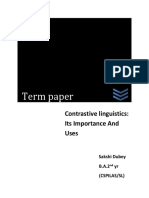 Term Paper: Contrastive Linguistics: Its Importance and Uses