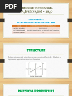 Sodium Nitroprusside, Na (Fe (CN) NO) - 2H O: Assignment 1: Coordination Complex in Daily Life