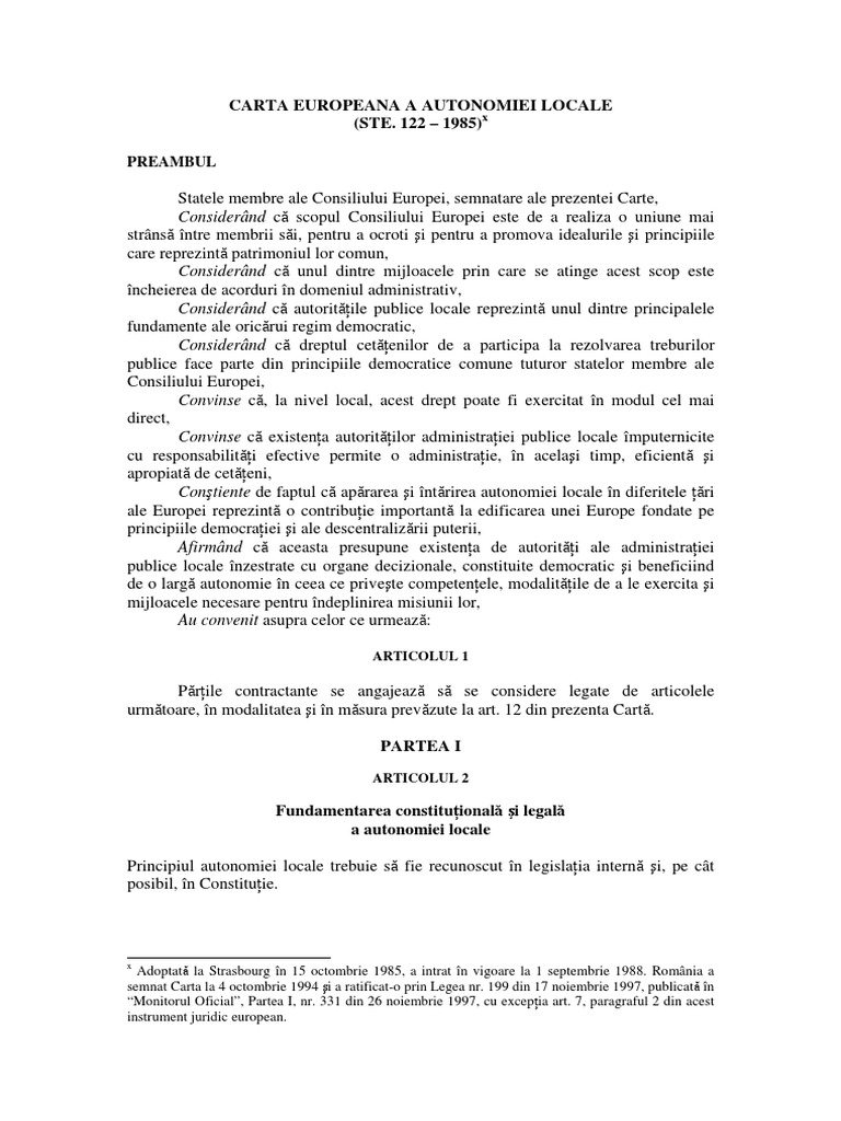 Carta Europeana Autoritati Locale PDF | PDF
