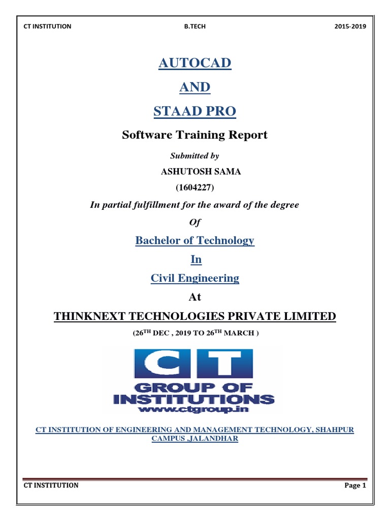 AutoCAD and STAAD Pro Training Report | PDF | Auto Cad | Computer Aided ...