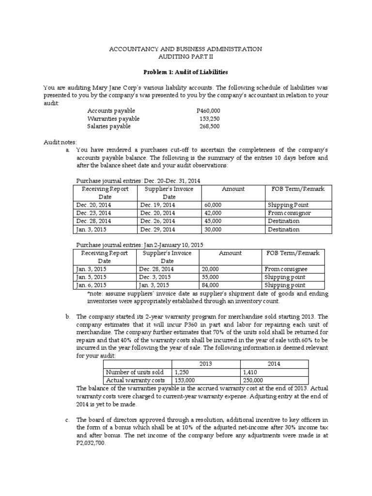 Audit of Liabilities and Equity Analysis | PDF | Warrant (Finance ...