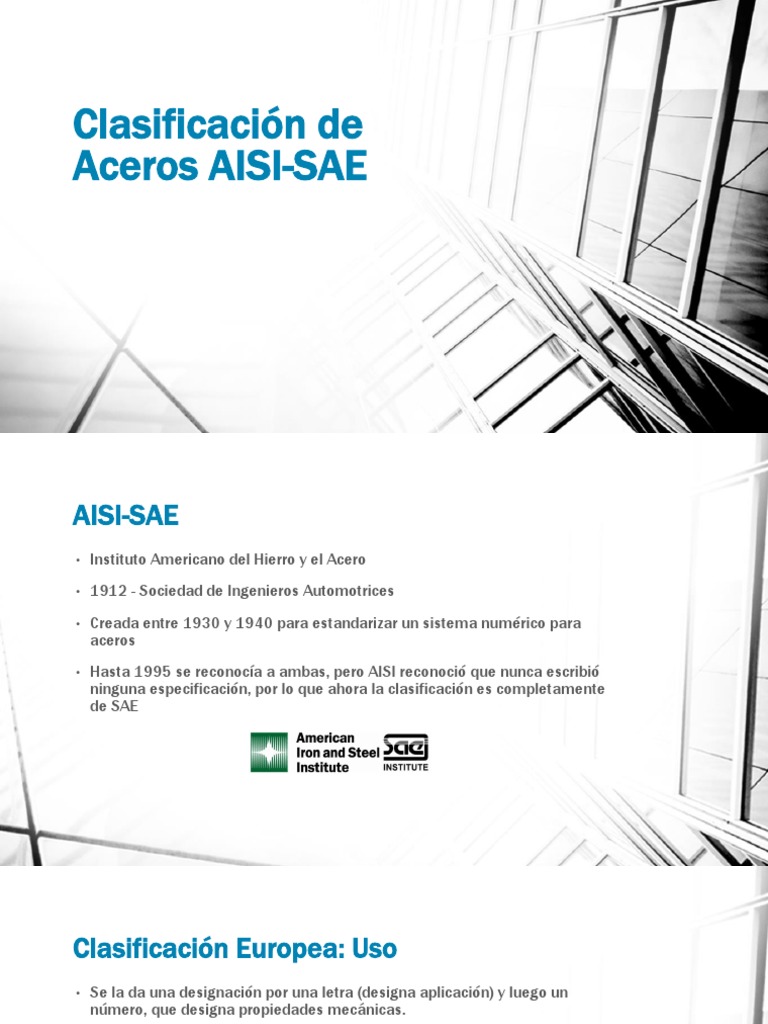 Clasificación de Aceros AISISAE Acero inoxidable Acero