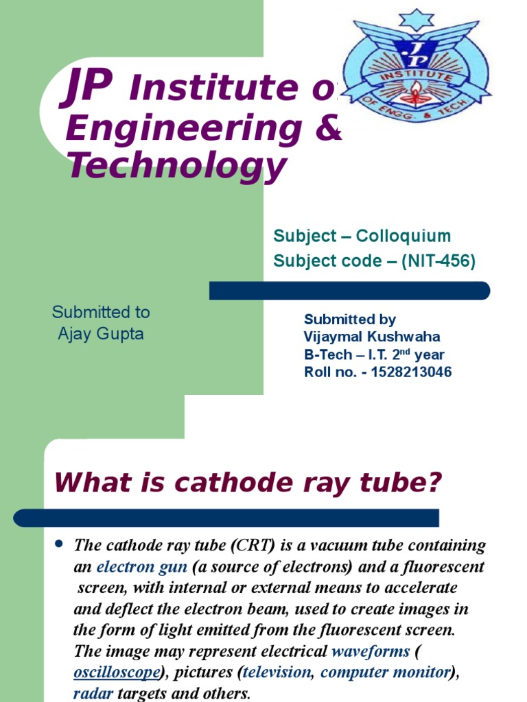 Cathode Ray Tube | PDF | Computer Monitor | Vacuum Tube