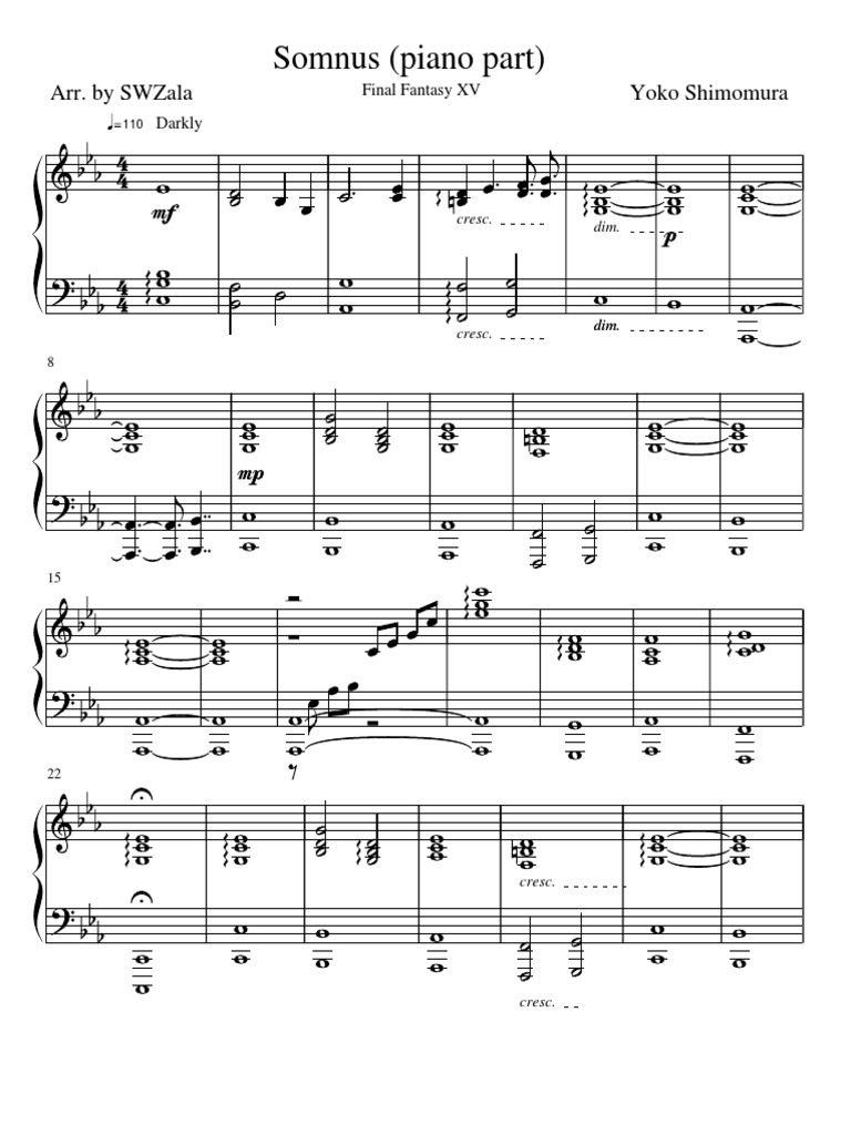 Final Fantasy Xv Somnus Piano