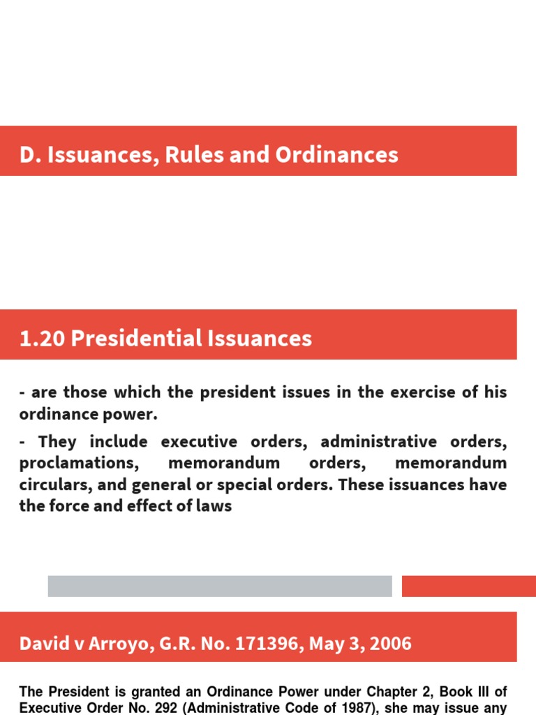 Presidential Issuances and Regulations Overview | PDF ...