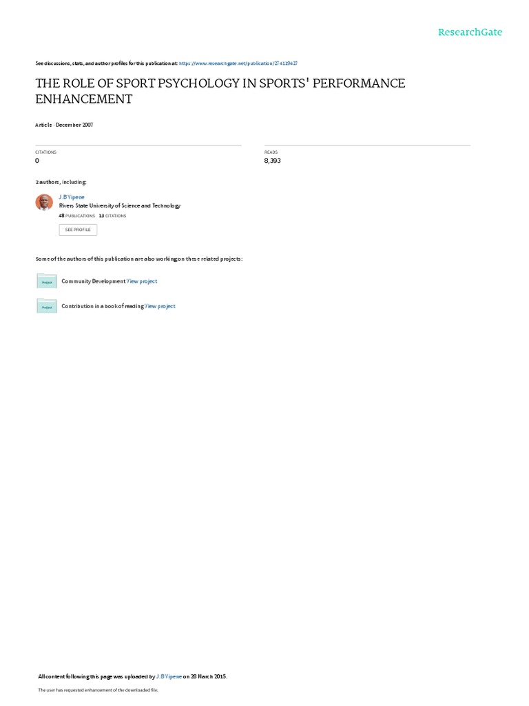 The Role of Sport Psychology in Sports' Performance Enhancement | PDF ...