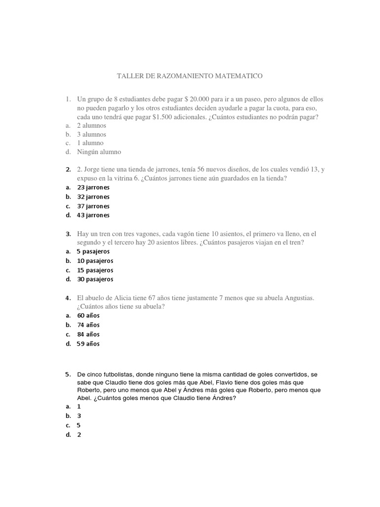 Taller de Problemas Matemáticos | PDF