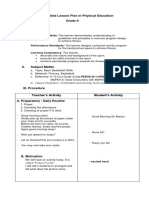 Semi - Detailed Lesson Plan in Physical Education Grade 8