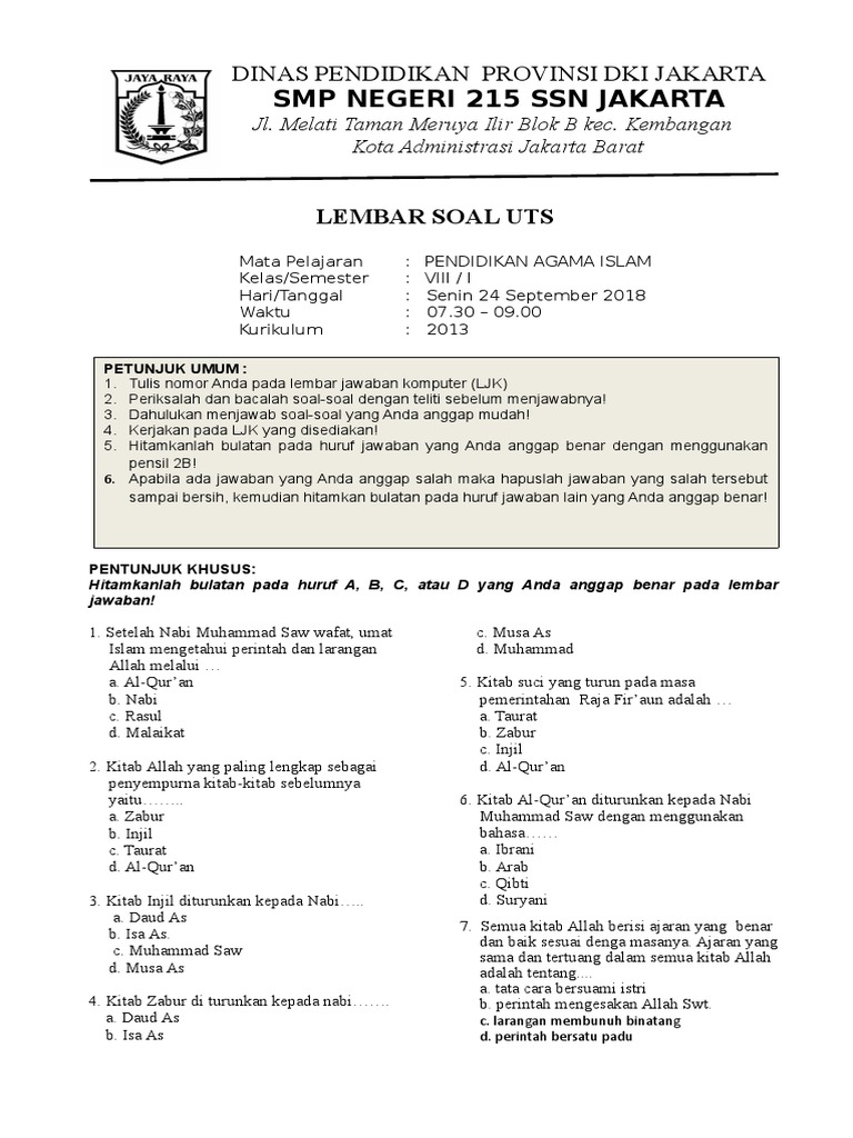 Soal Pas Pai Kelas 8 Docx