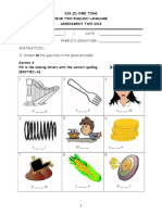 SJK (C) Chee Tong Year Two English Language Assessment Two 2012