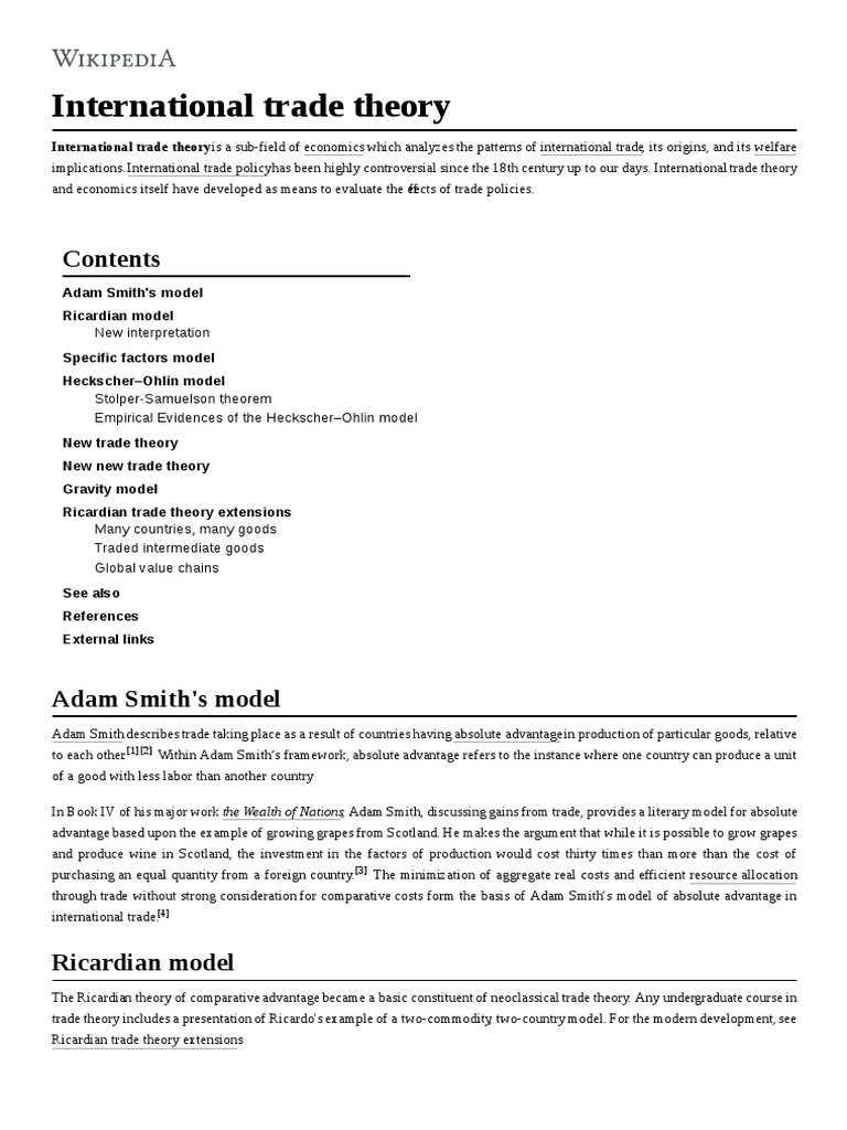 International Trade Theory | PDF | Comparative Advantage ...