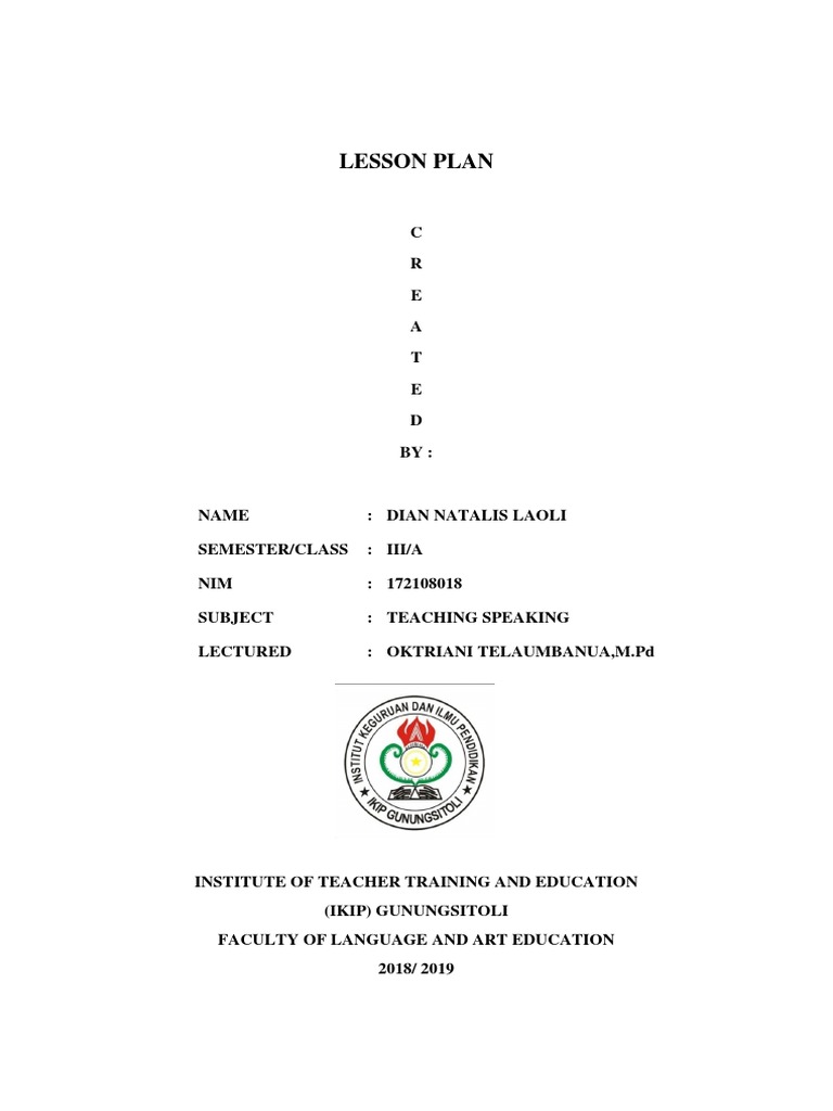 RPP Teaching Speaking 1 | PDF