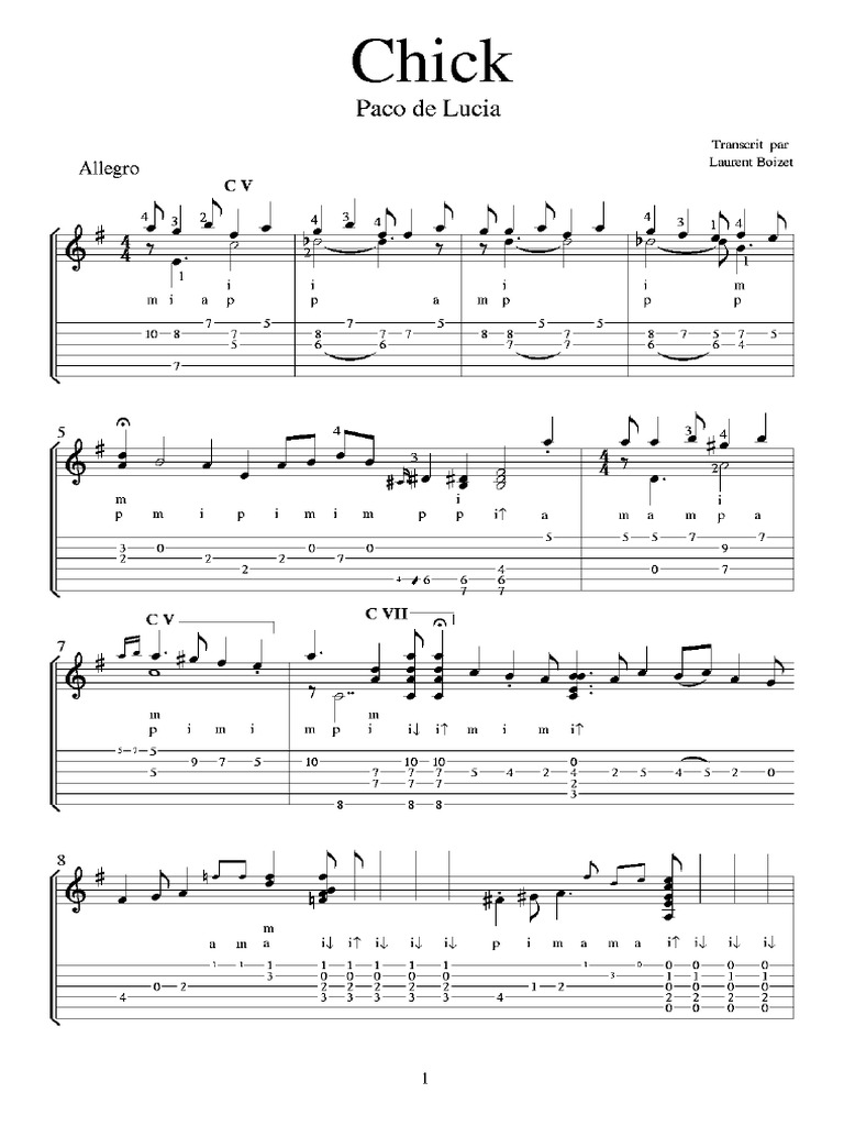 Paco de Lucia - Chick (Scores+tab) PDF | PDF