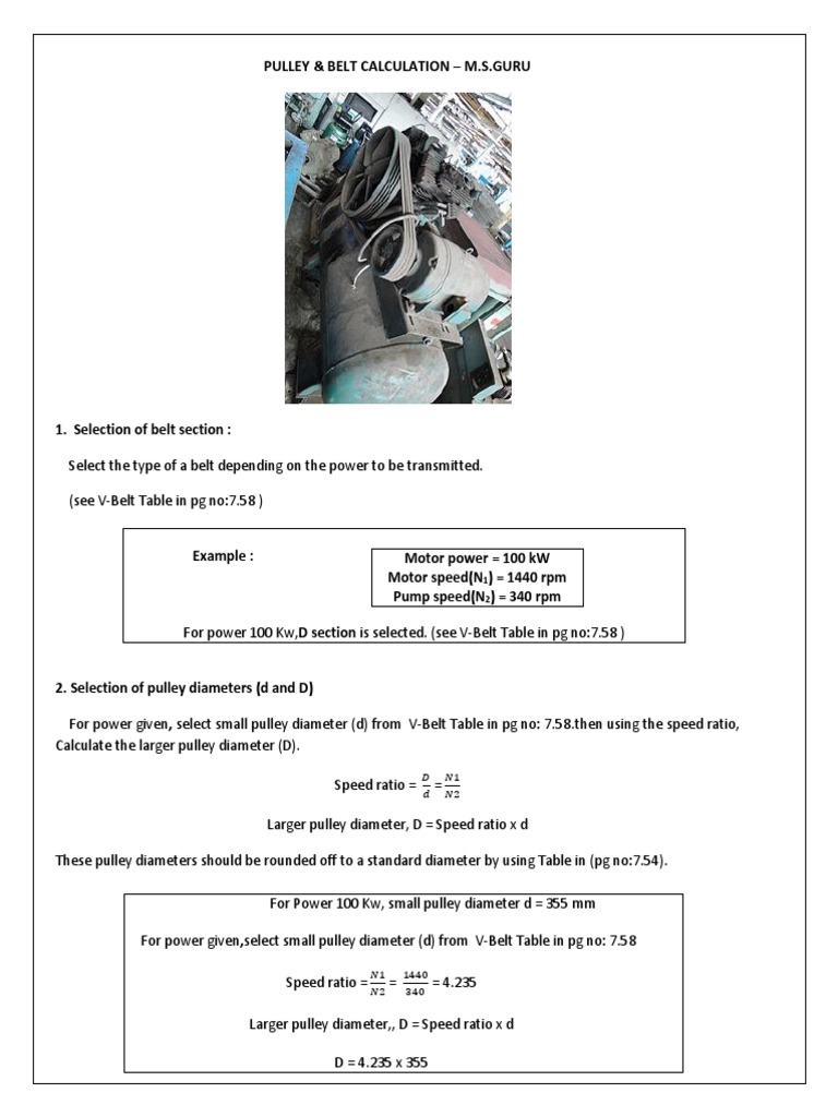 Pulley and Belt Design Calculations | PDF | Belt (Mechanical ...