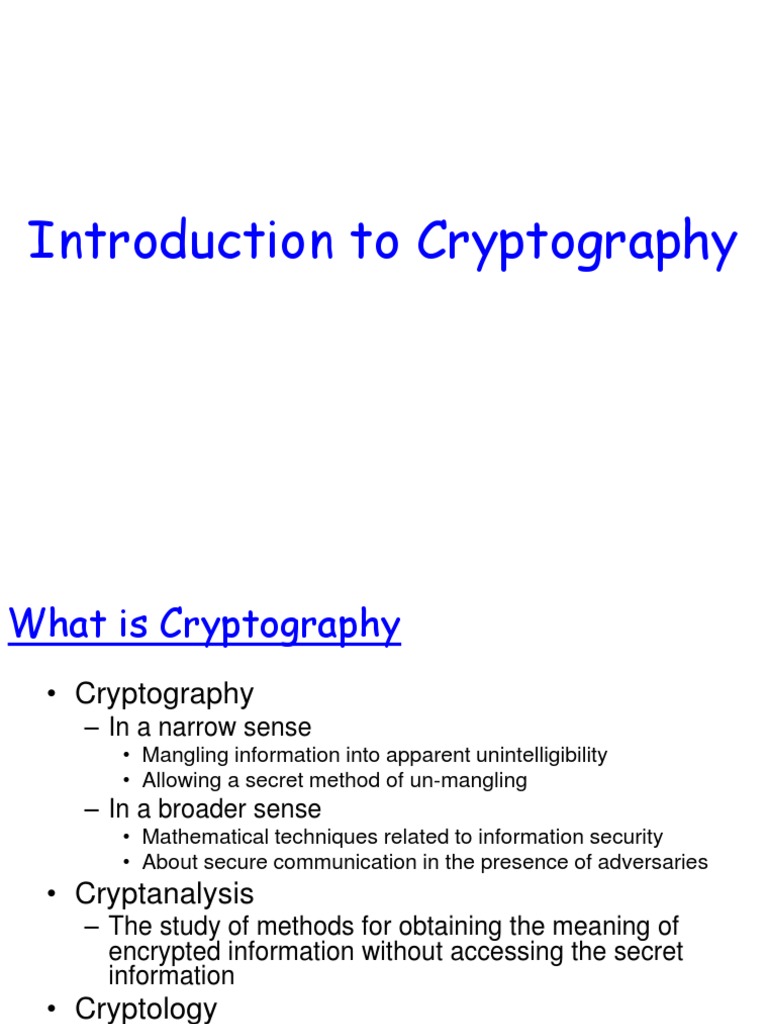 Introduction To Cryptography | PDF | Cryptography | Public Key Cryptography
