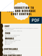 Introduction To Food and Beverage Cost Control
