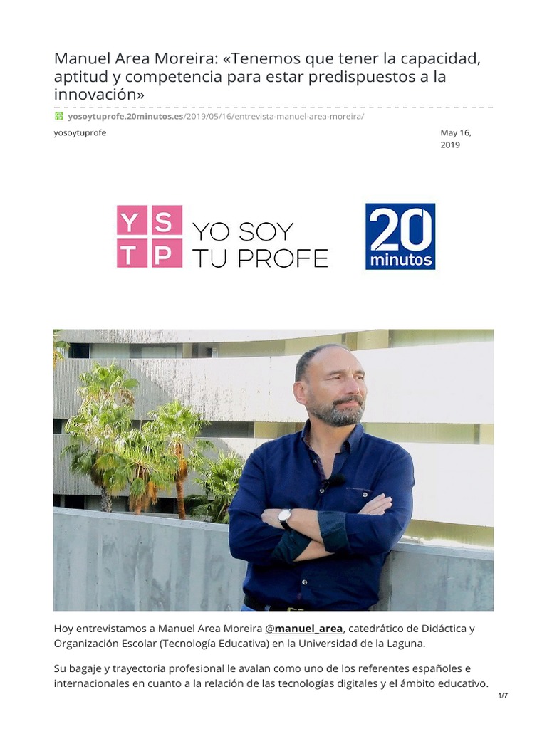 Yosoytuprofe 20minutos Es Manuel Area Moreira PDF Maestros 