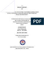 A Study On Analyze of The Customer Satisfaction Level Towards Landline Service Provided by Telecom Industry