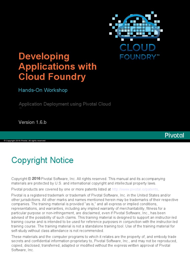 PCF Dev 1.6.b.RELEASE Student Handout PDF | PDF | Platform As A Service ...