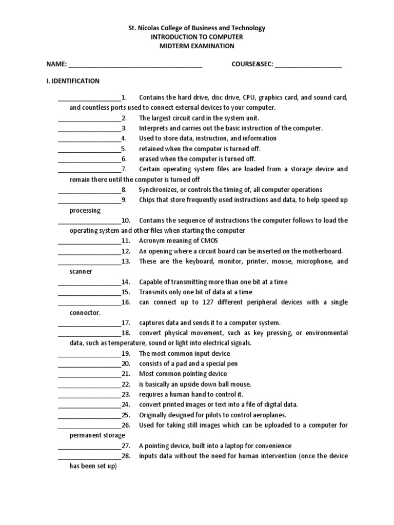 Computer Midterm Exam Guide | PDF | Manufactured Goods | Media Technology
