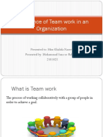 Importance of Team Work in An Organization
