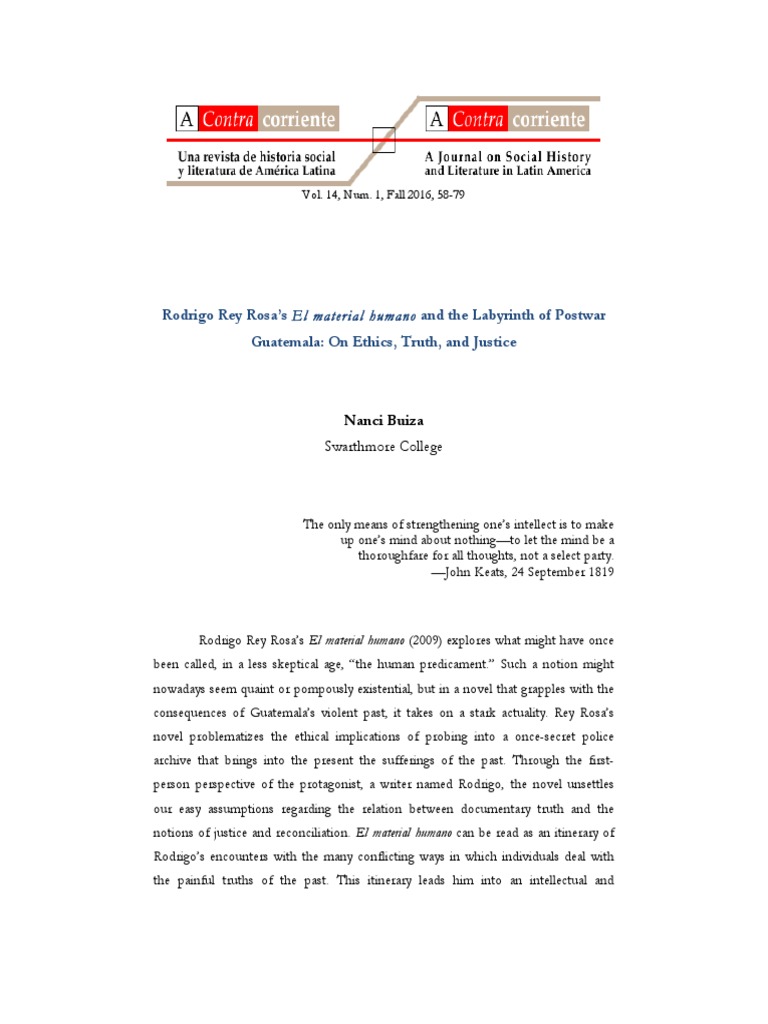 El Material Humano Rodrigo Rey Rosa | PDF | Psychological Trauma | Unrest