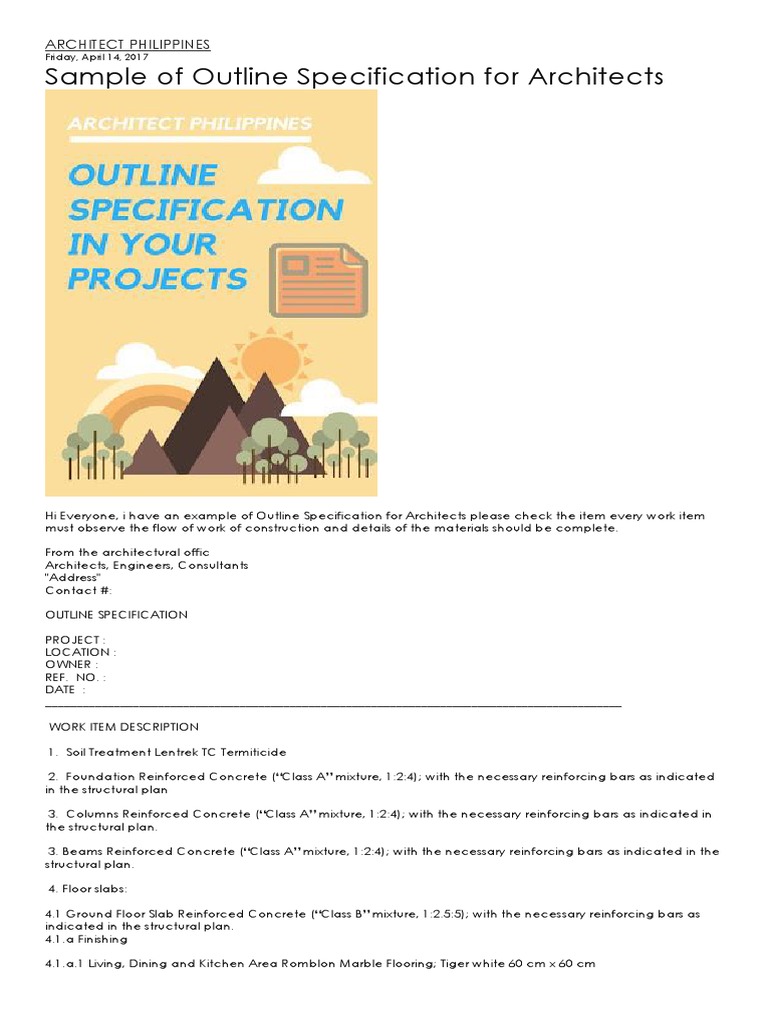 Sample of Outline Specification For Architects Architect Philippines PDF Door Toilet