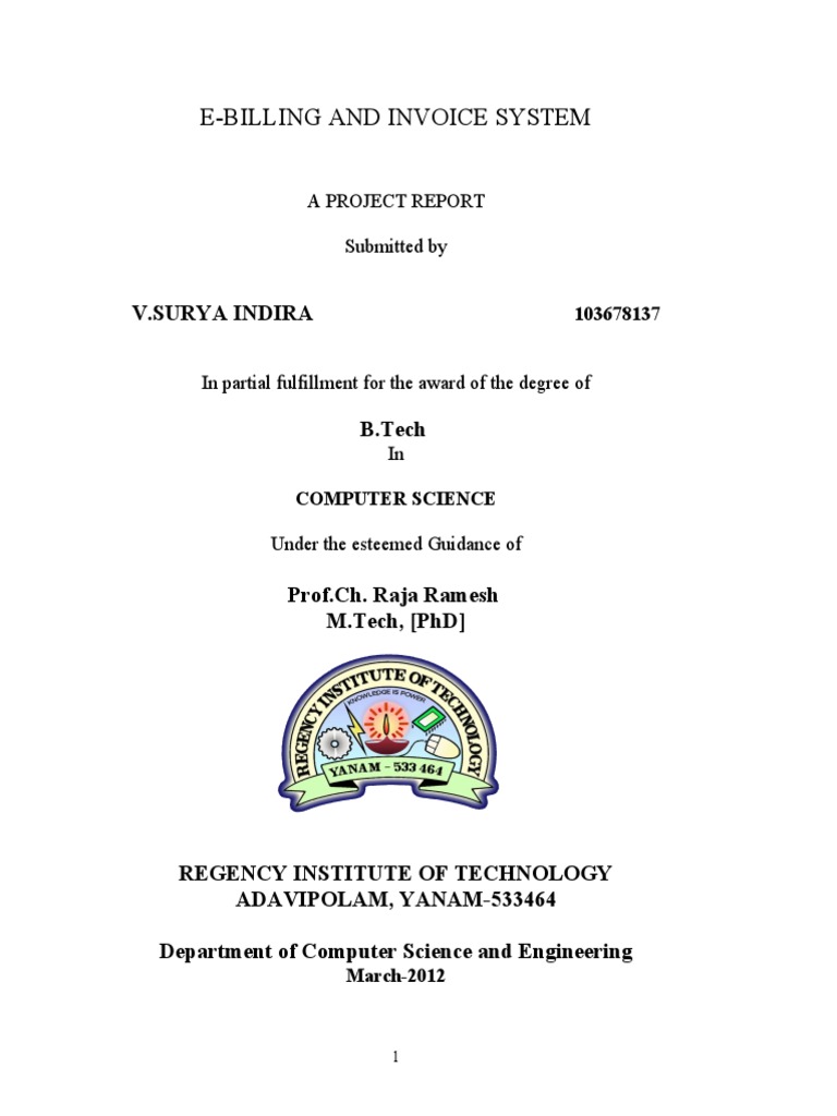 E-Billing and Invoice System Project Report | PDF | Microsoft Access ...