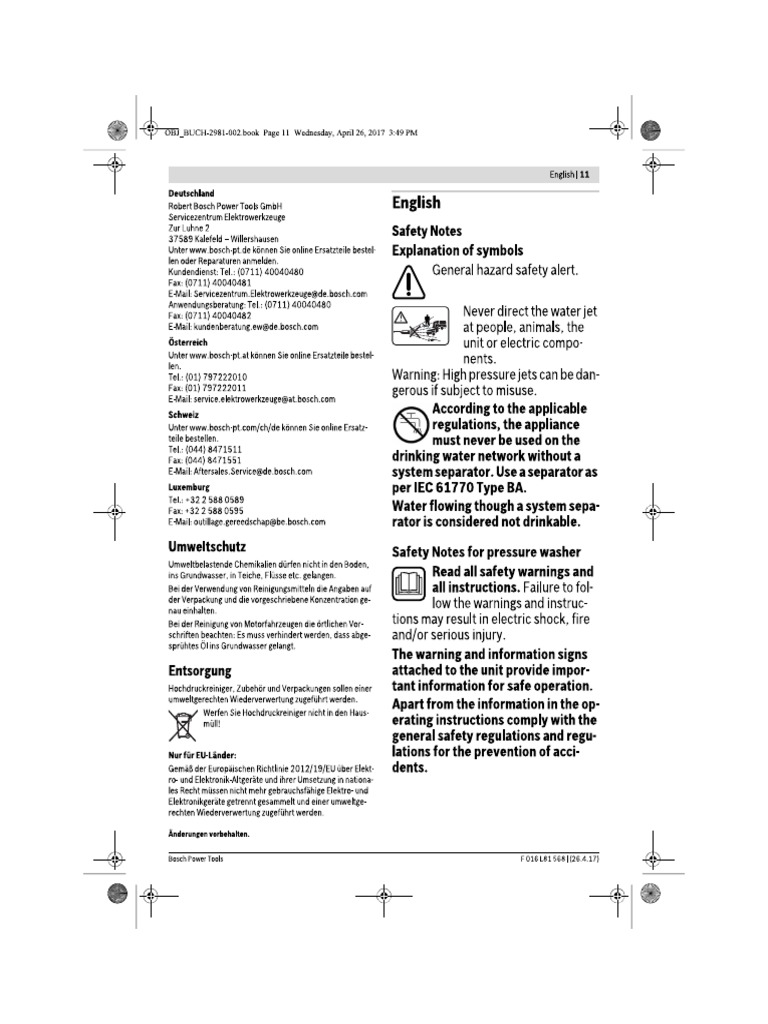 Manual Aparat De Spalat Cu Presiune Bosch