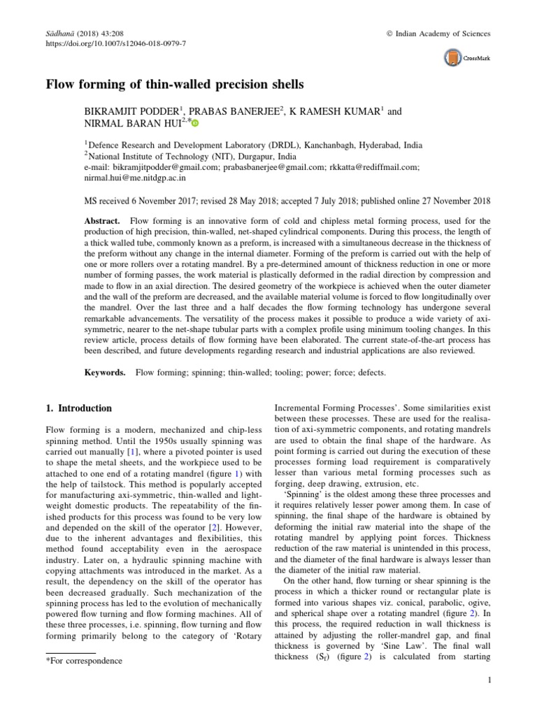 Flow Forming of Thin-Walled Precision Shells | PDF | Deformation ...
