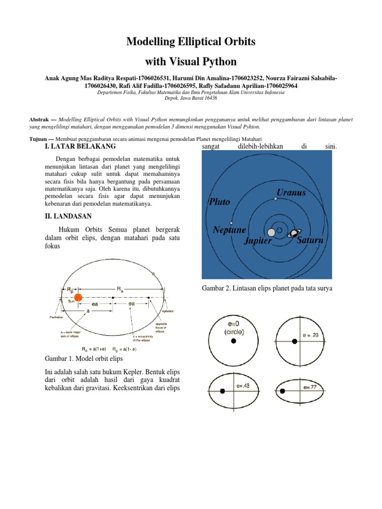 Modelling Elliptical Orbits Fix PDF | PDF | Metode & Bahan Ajar ...