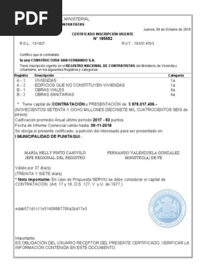 Certificado Minvu Vigencia Pdf
