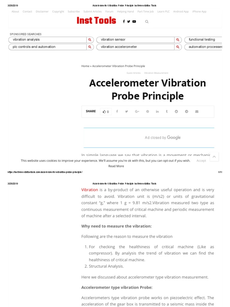 Accelerometer Vibration Probe Principle Instrumentation Tools PDF