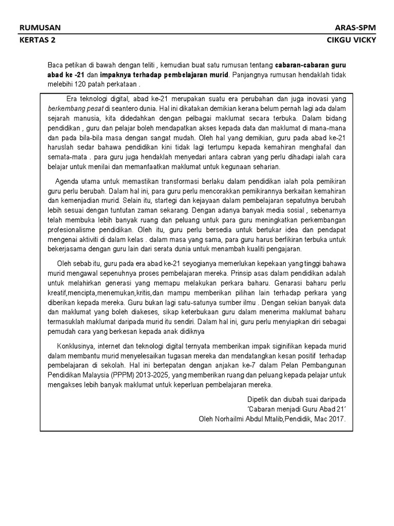 Rumusan Cabaran Guru Abad Ke-21  PDF