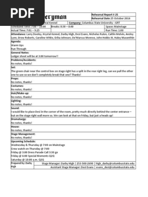 rehearsal report