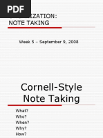 Organization: Note Taking: Week 5 - September 9, 2008