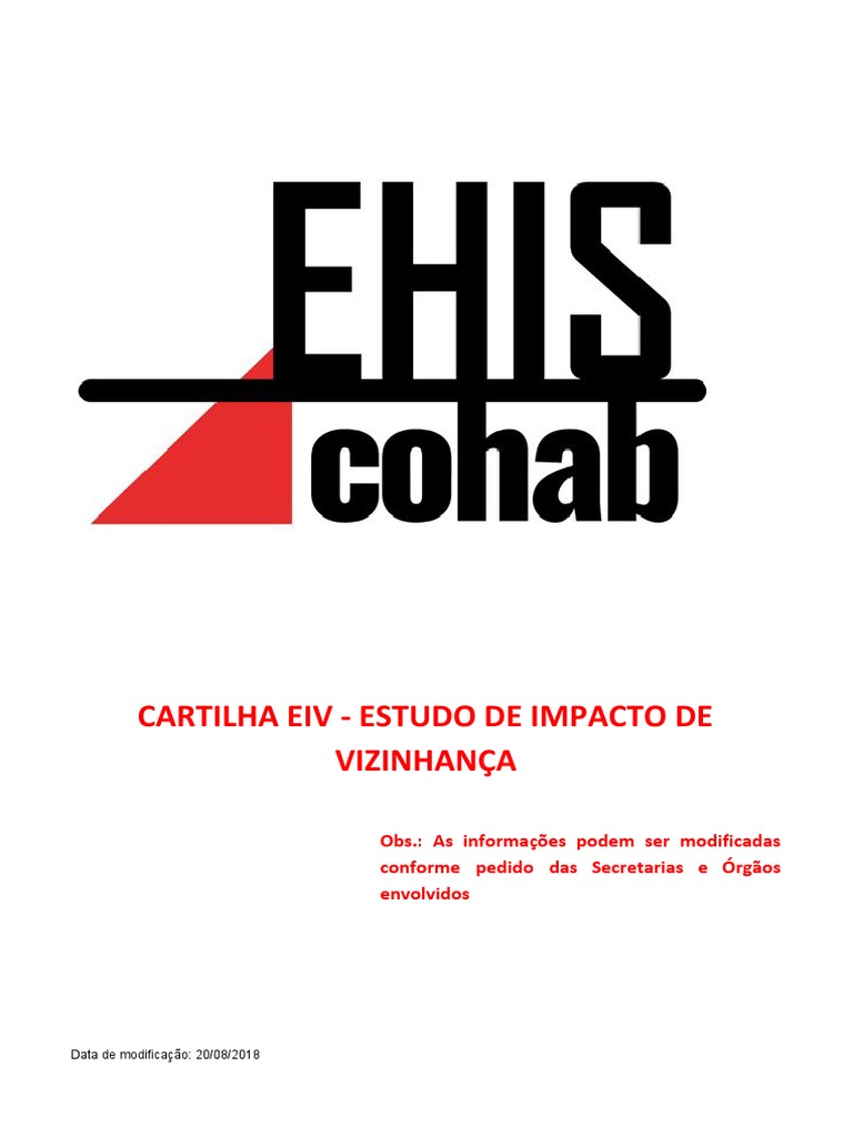 Cartilha EIV - EHIS Cohab - 20 - 08 | PDF | Iluminação pública ...