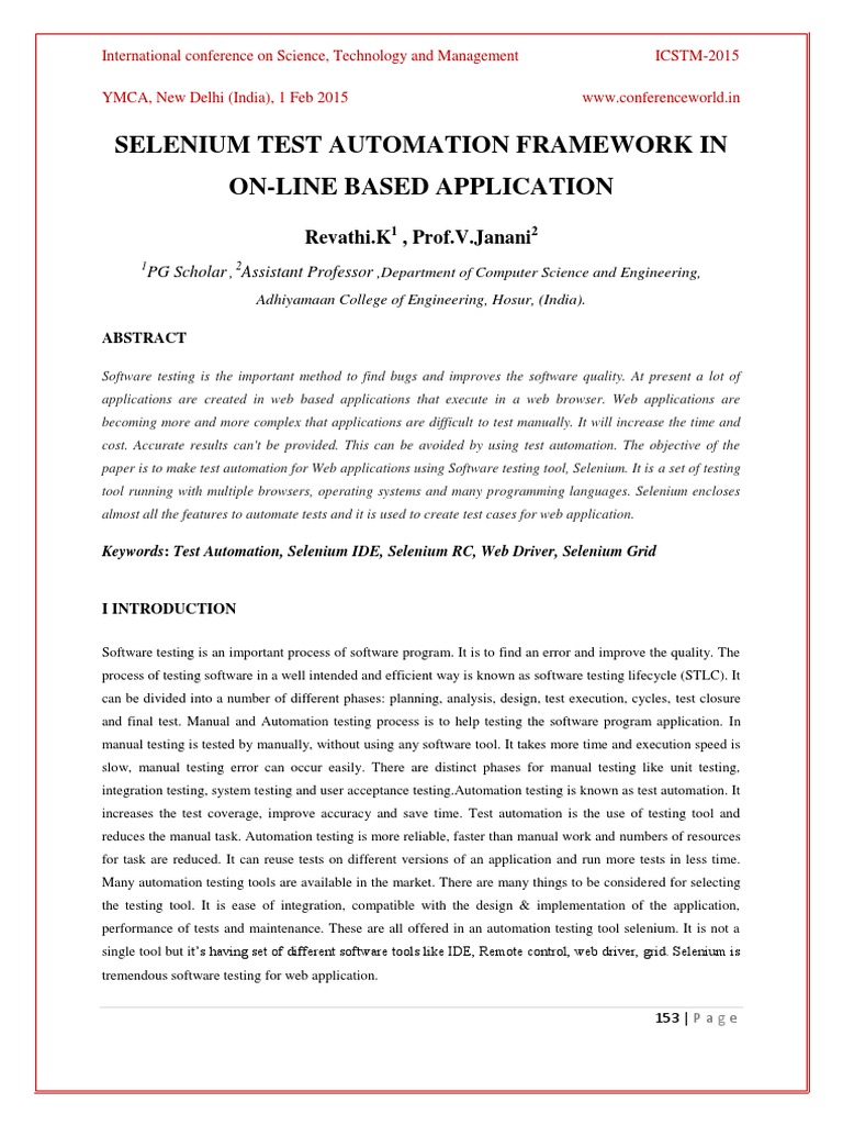 Selenium Test Automation Framework in On-Line Based Application | PDF ...