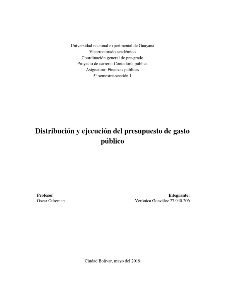 Distribución y Ejecución Del Presupuesto de Gasto Público | PDF ...