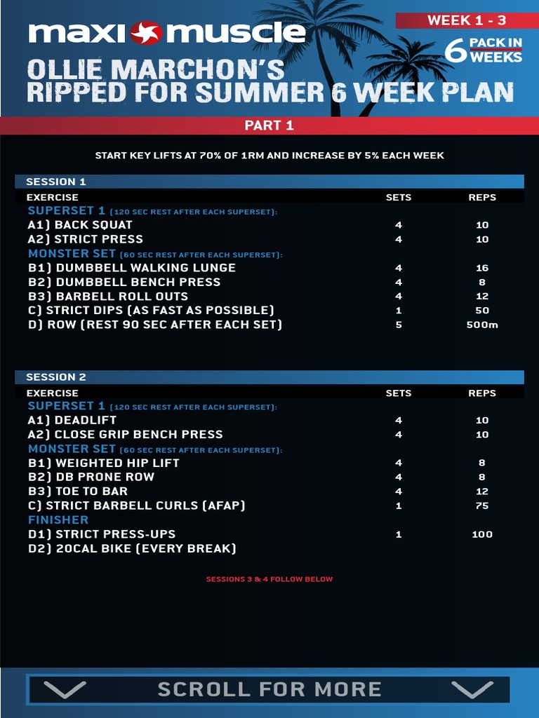 Ollie Marchon’s Ripped for Summer 6 Week Plan Physical Exercise Sports