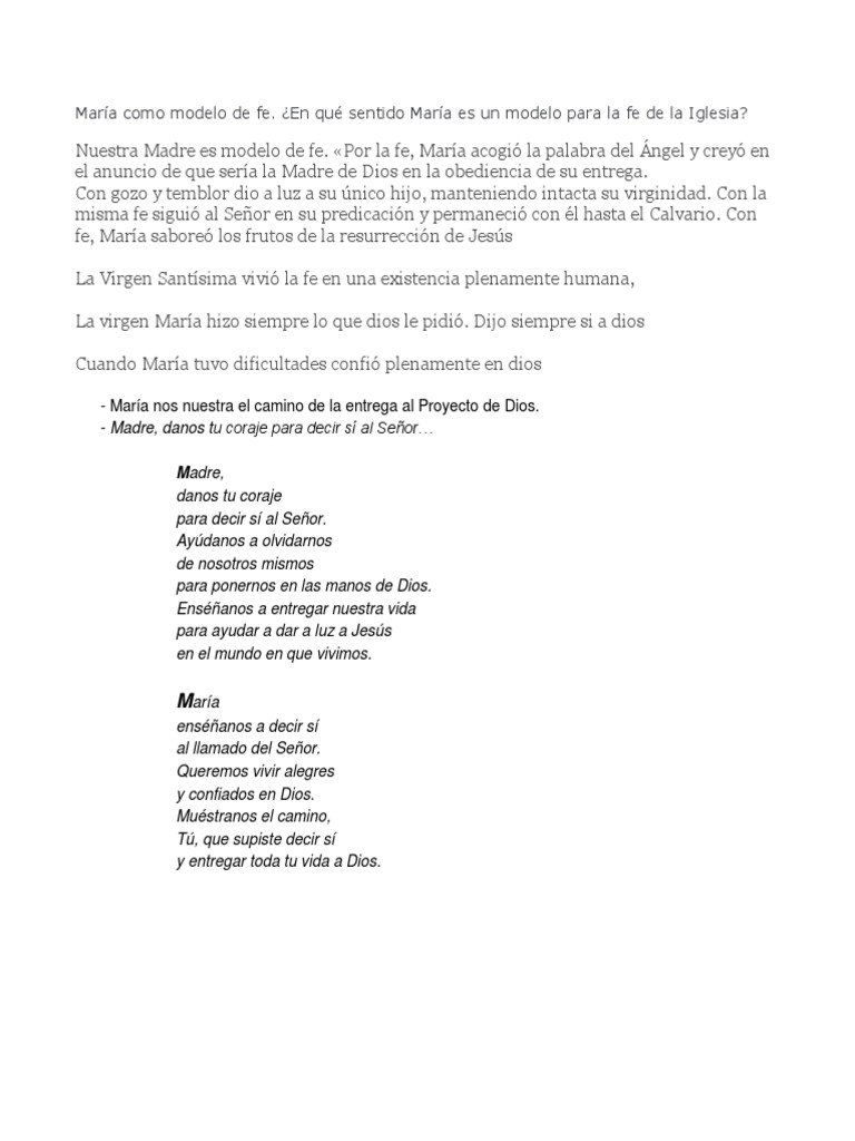 María: Modelo de Fe y Entrega | PDF | María, madre de Jesús | Fe