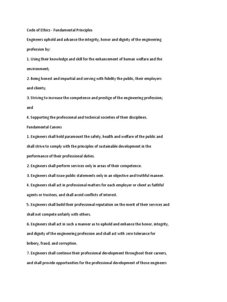 Code of Ethics | PDF | Engineer | Corruption
