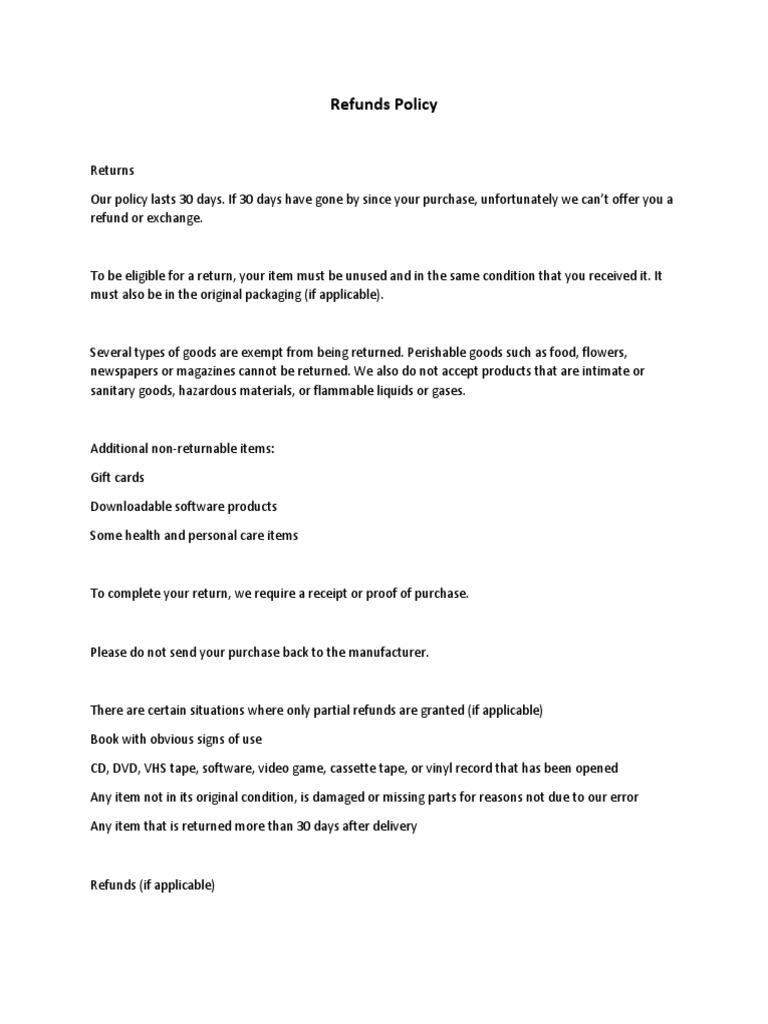 Refund & Return Policy Guide | PDF | Credit Card | Service Industries