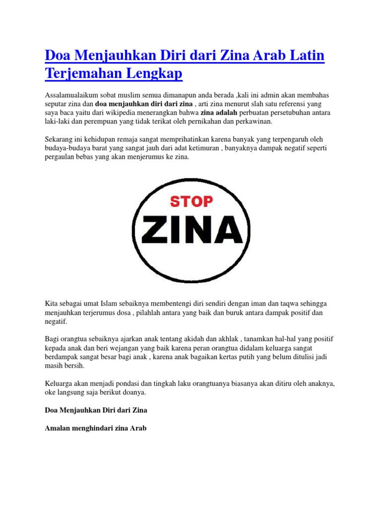 Doa Menjauhkan Diri Dari Zina Arab Latin Terjemahan Lengkap Pdf