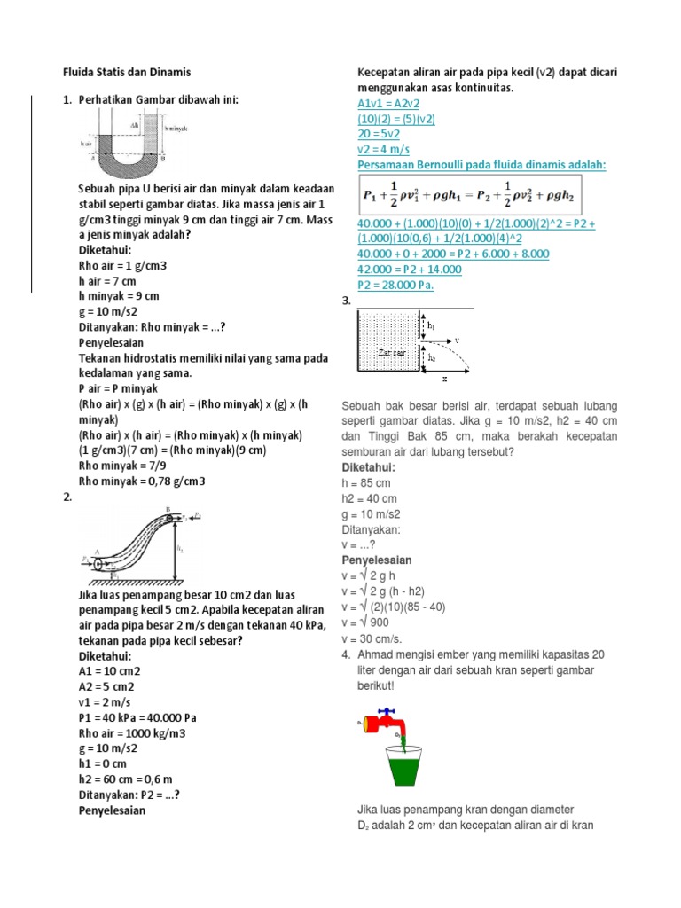 Contoh Soal Fluida Statis Dan Dinamis Docx